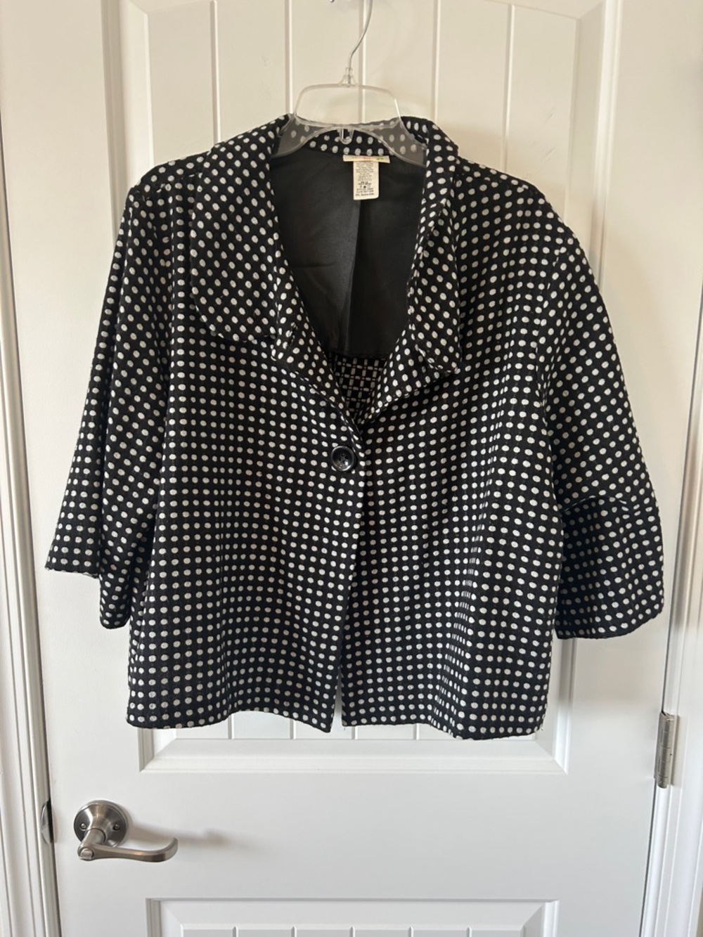 NWOT Polka Dot Cropped Swing Jacket - Black & White
